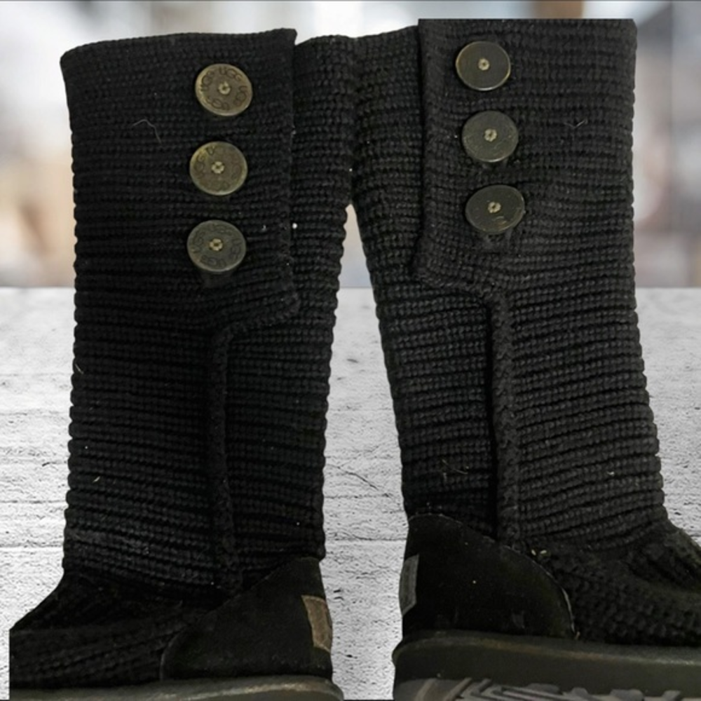 Ugg Classic Candy, Black Tall‎ Sweater Boots, women’s size 5